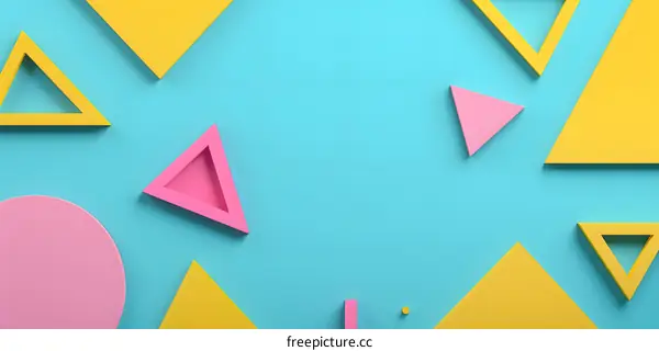 Abstract Minimalist Geometric Shapes Background with Pink and Yellow Colors