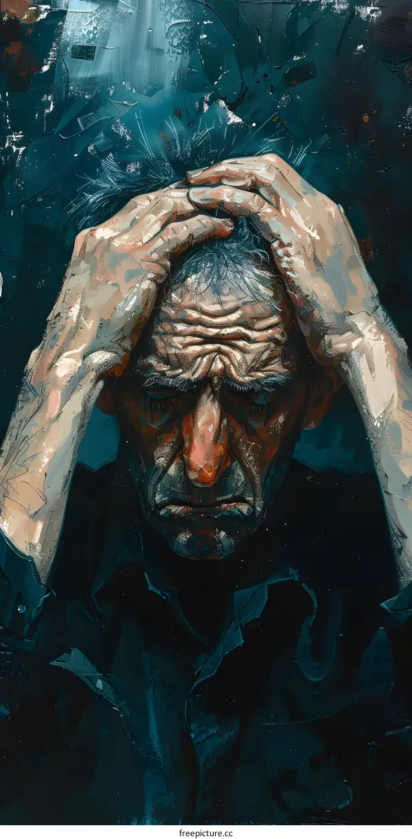 Man With Hands on His Head, Oil Painting