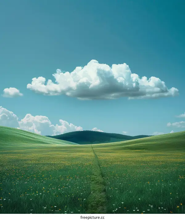 Peaceful Meadow Landscape Under a Vast Sky
