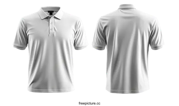 [Transparent Background PNG]Blank White Polo Shirt Mockup Front and Back View