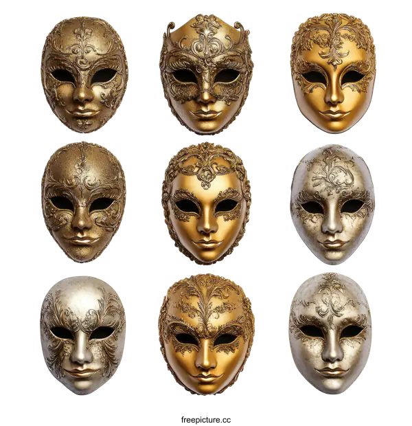 [Transparent Background PNG]Collection of Venetian Carnival Masks
