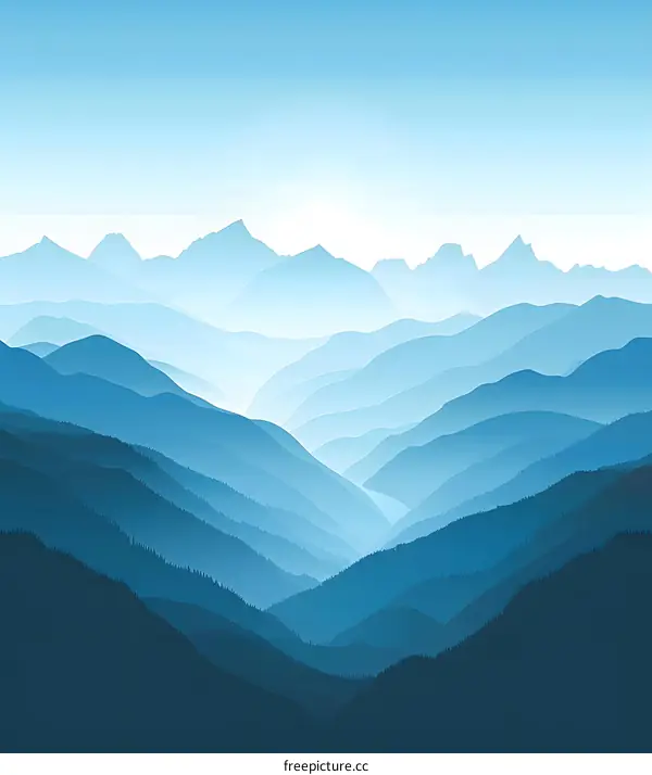 Blue Mountain Range Landscape Illustration