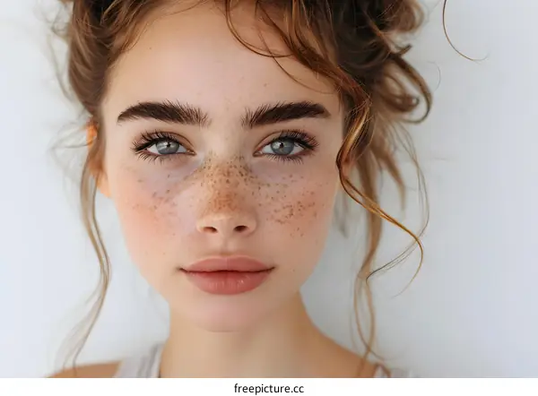 portrait of a young woman with freckles