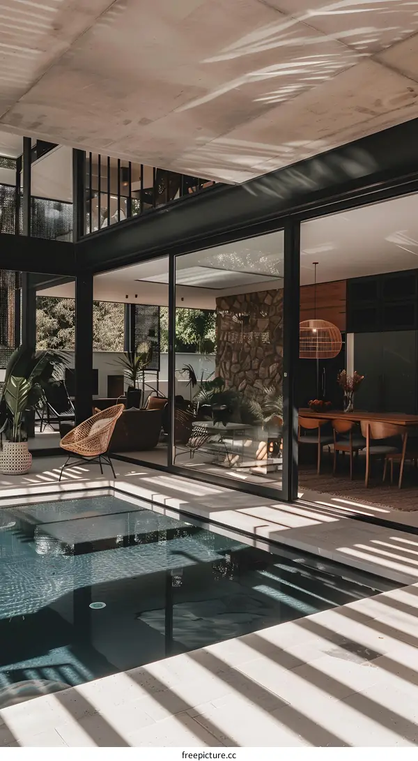 Modern House With Swimming Pool And Patio