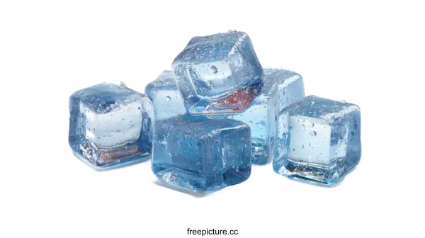 [Transparent Background PNG]Blue Transparent Ice Cubes for Refreshing Drinks and Cool