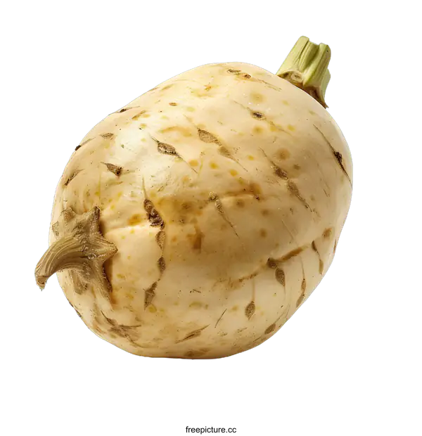 [Transparent Background PNG]Close Up Of Single Raw Whole Celery Root