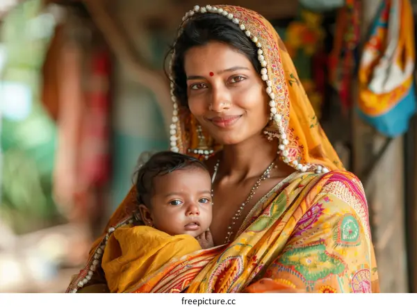 Indian Mother and Child Portrait