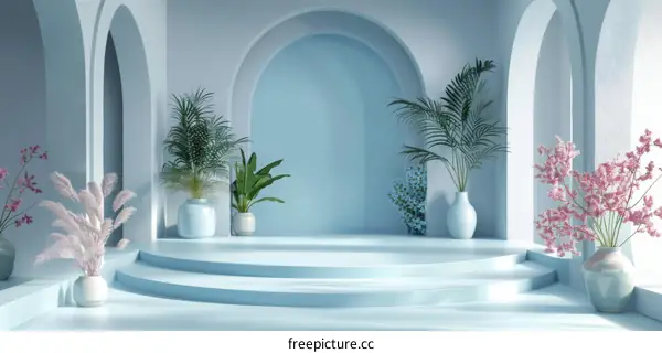 Elegant Pastel Blue Interior Design Scene