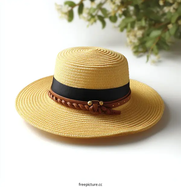 Elegant Straw Boater Hat with Accents