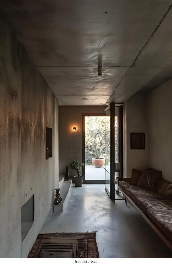 Modern Minimalist Interior Design With Concrete Walls And Natural Light
