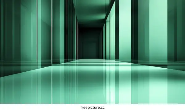 Empty Futuristic Green Corridor Perspective