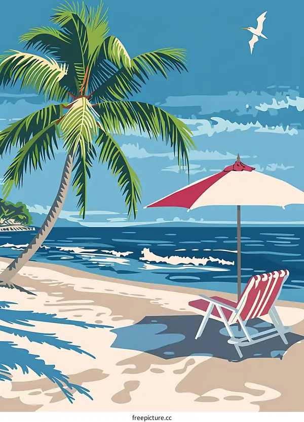 Tropical Beach Paradise Illustration