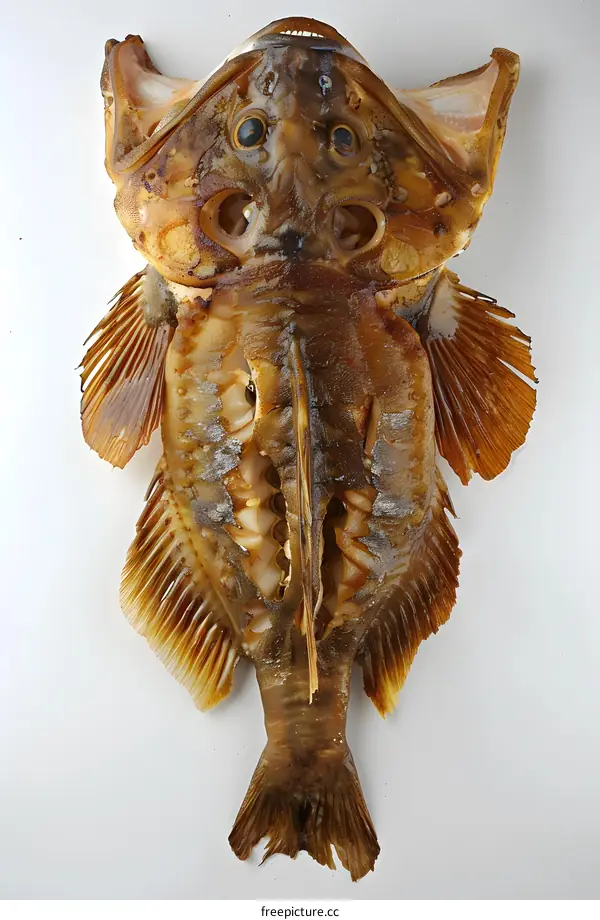 Dried Flatfish on White Background
