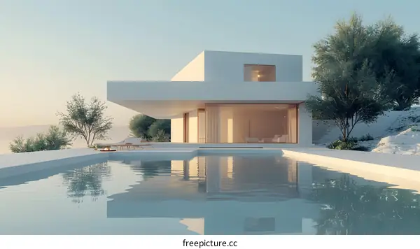 Modern house with pool and view