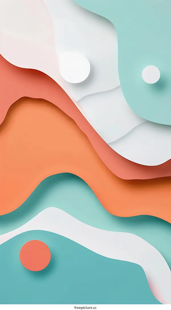 Abstract Paper Cut Background With Colorful Waves And Circles