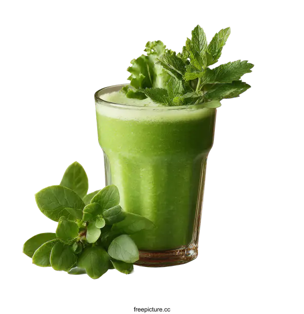 [Transparent Background PNG]Refreshing Green Smoothie in Glass