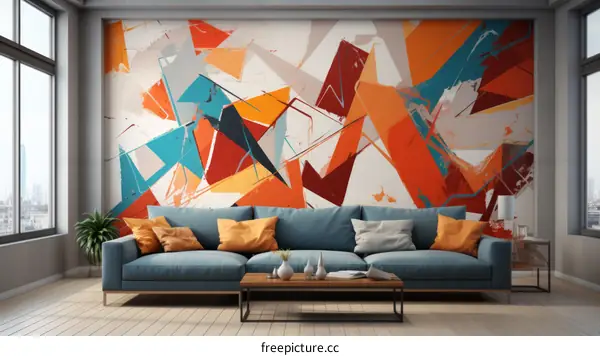 Vibrant Geometric Wall Art for Living Room Decor