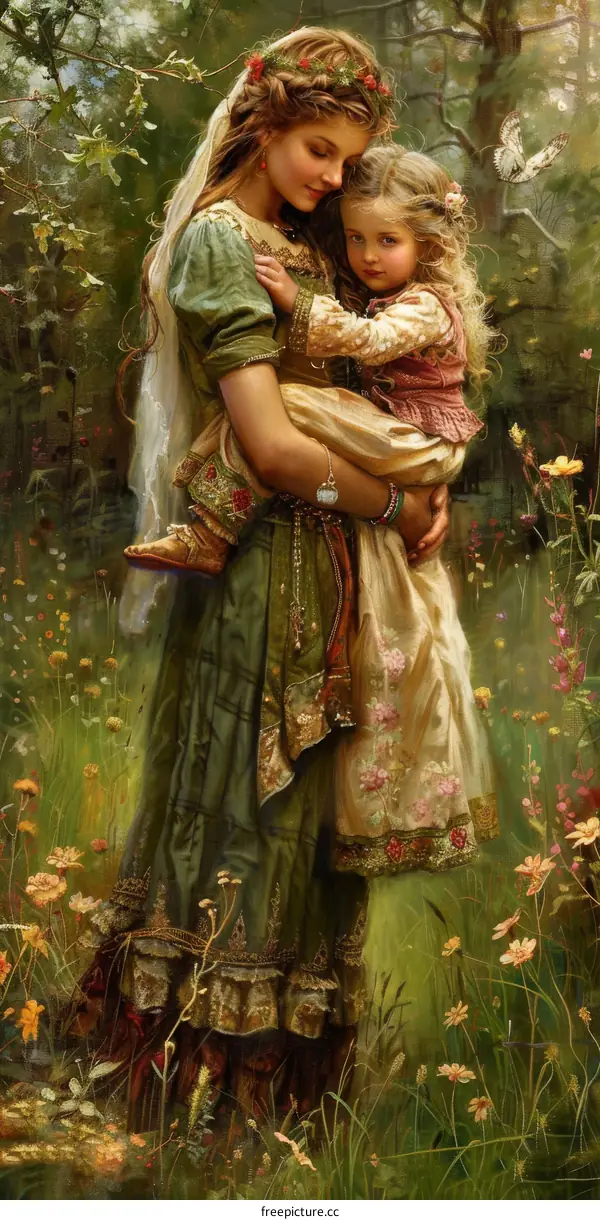 Two Sisters in a Fairy Tale Forest