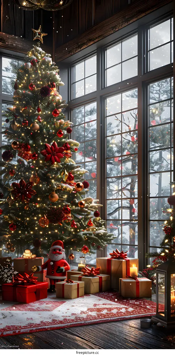 Christmas Tree by the Fireplace