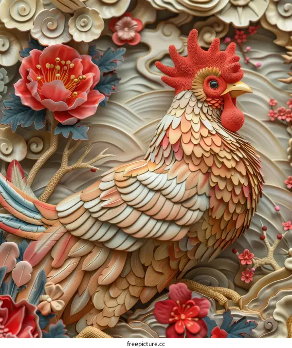 Rooster Paper-cut for Chinese New Year