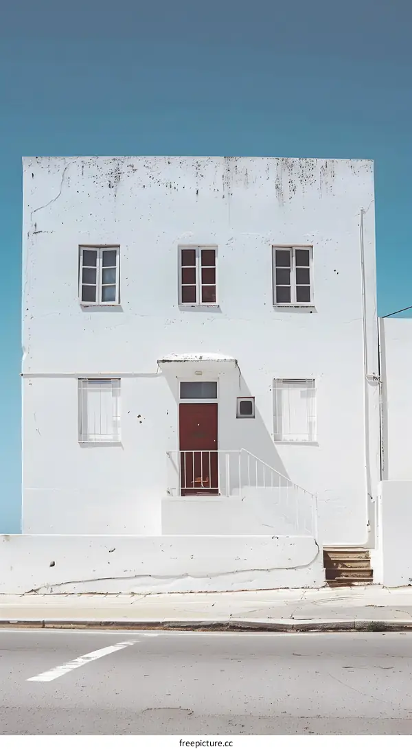 White House with Red Door and Windows