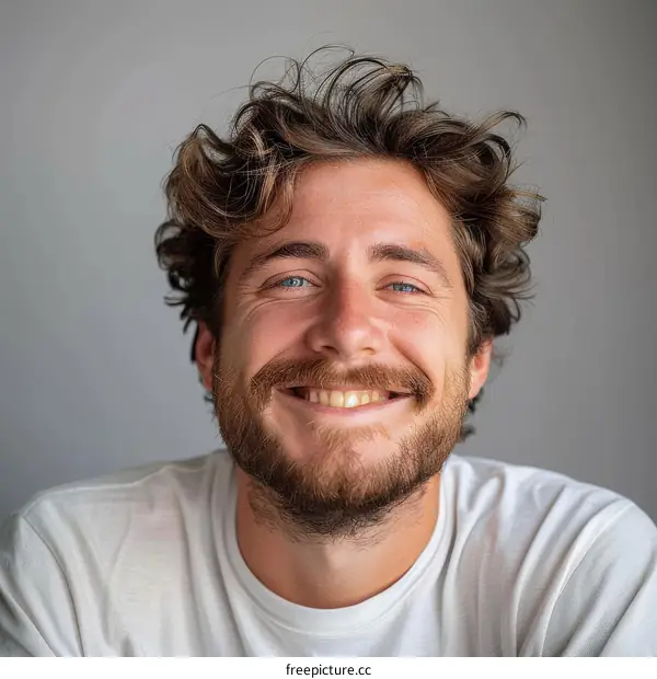 Portrait of a smiling man with curly hair