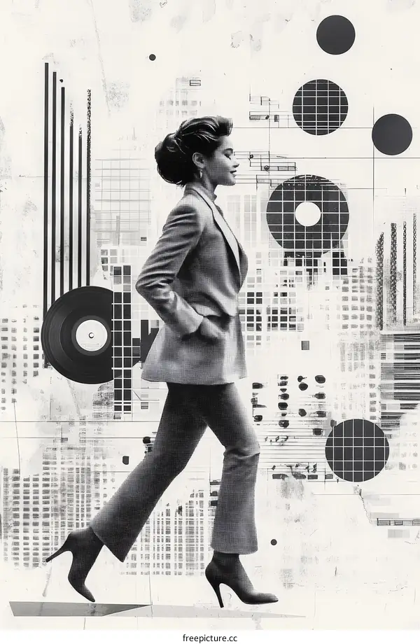 Stylish Woman Walking in a Modern Cityscape