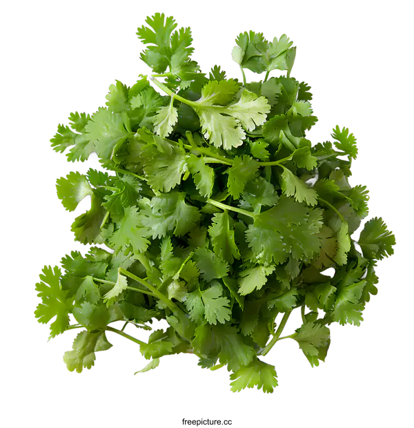 [Transparent Background PNG]Fresh Cilantro Leaves on White Background