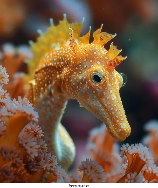 Yellow Pygmy Seahorse Close-Up