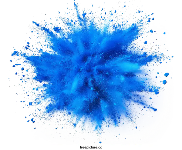 [Transparent Background PNG]Blue Powder Explosion on White Background