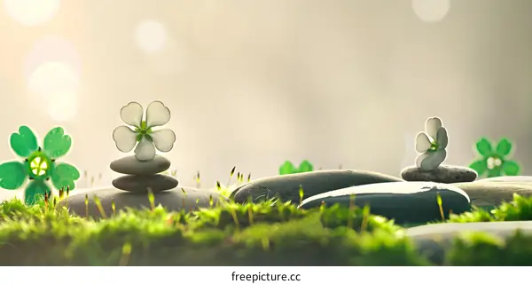 Zen Garden with Stones and Flowers
