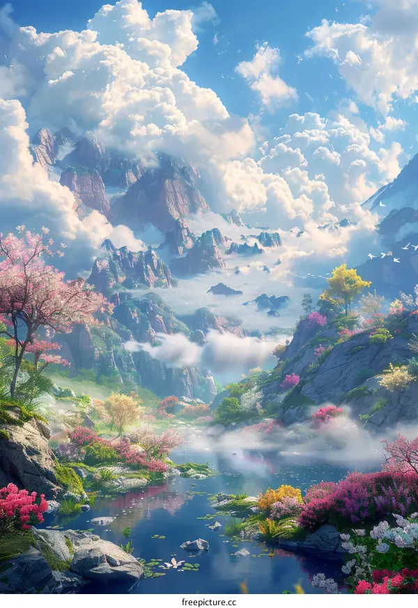 A Breathtaking Mountain Valley Landscape Illustration