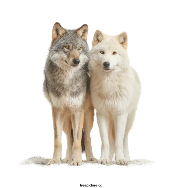 [Transparent Background PNG]Two Majestic Wolves in Studio