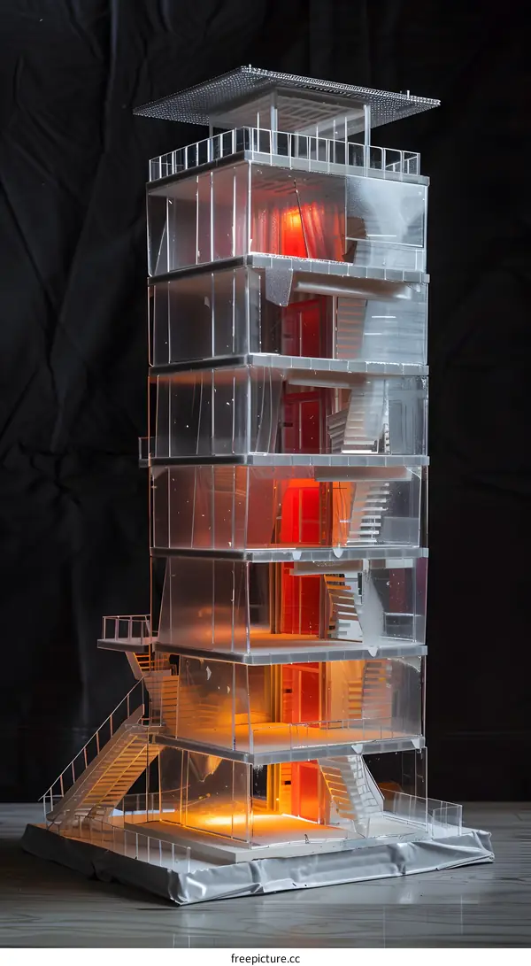 Transparent Architecture Model With Illuminated Interior
