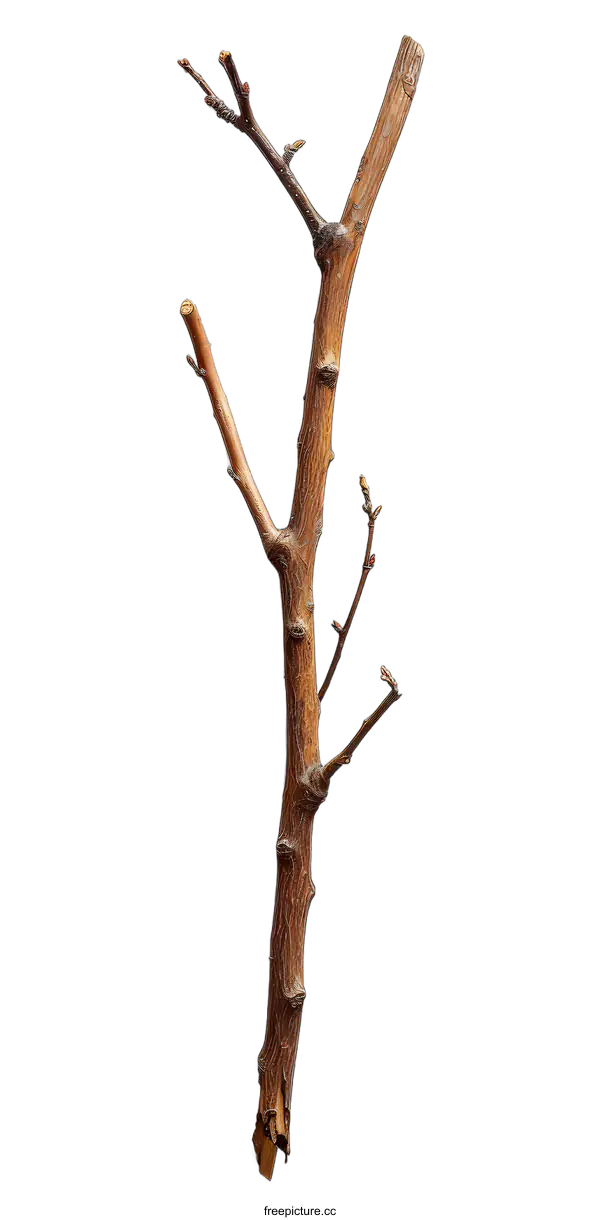 [Transparent Background PNG]Brown Branch with Buds on White Background