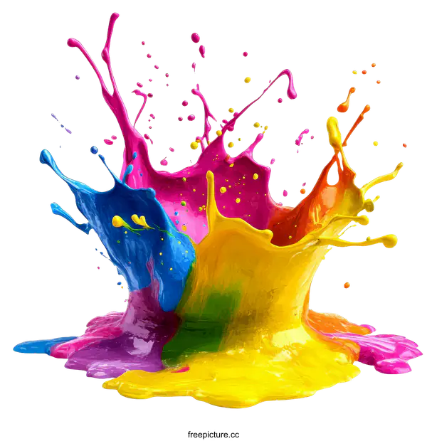 [Transparent Background PNG]Colorful Paint Splatter Artistic Illustration