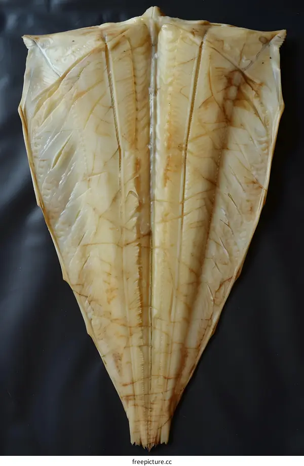 Dried salted cod on black background