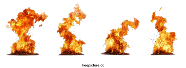 [Transparent Background PNG]Fiery Flames Isolated on White Background
