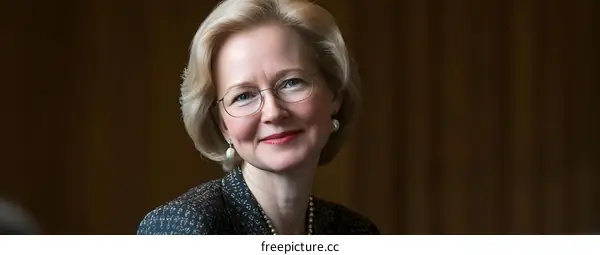 Portrait of a Woman with Blonde Hair Wearing Glasses