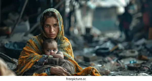 A mother and her child in a developing country.