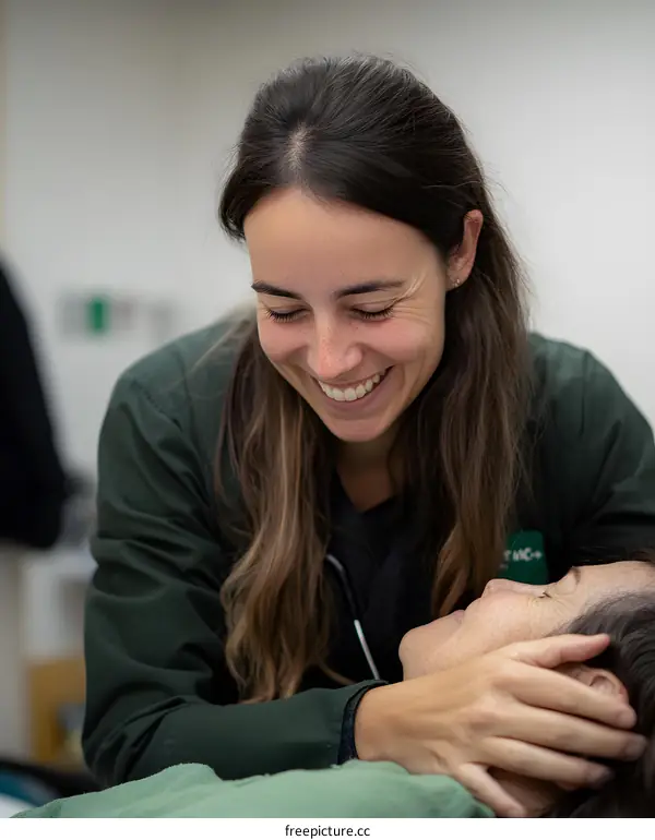 Smiling Doctor Caring for Patient