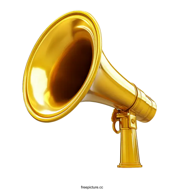 [Transparent Background PNG]Golden Megaphone Illustration