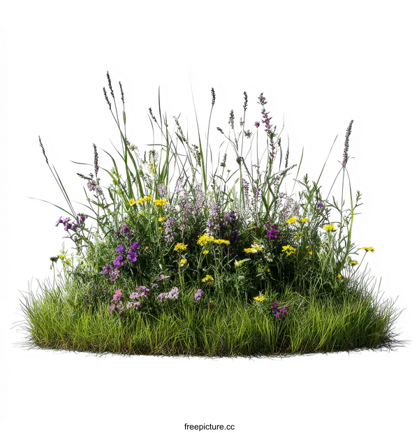 [Transparent Background PNG]Colorful Meadow Flowers and Grass