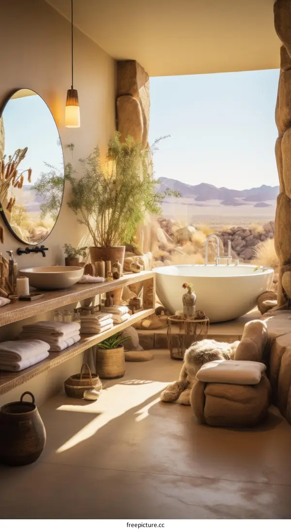 Bathroom with a Desert View