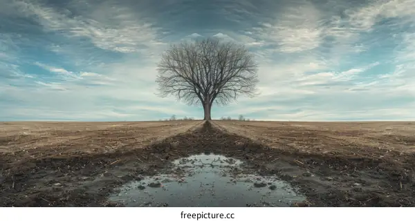Solitary Tree in Serene Field