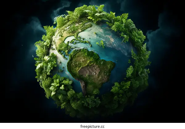 Lush Green Planet Earth Bursting with Vibrant Flora