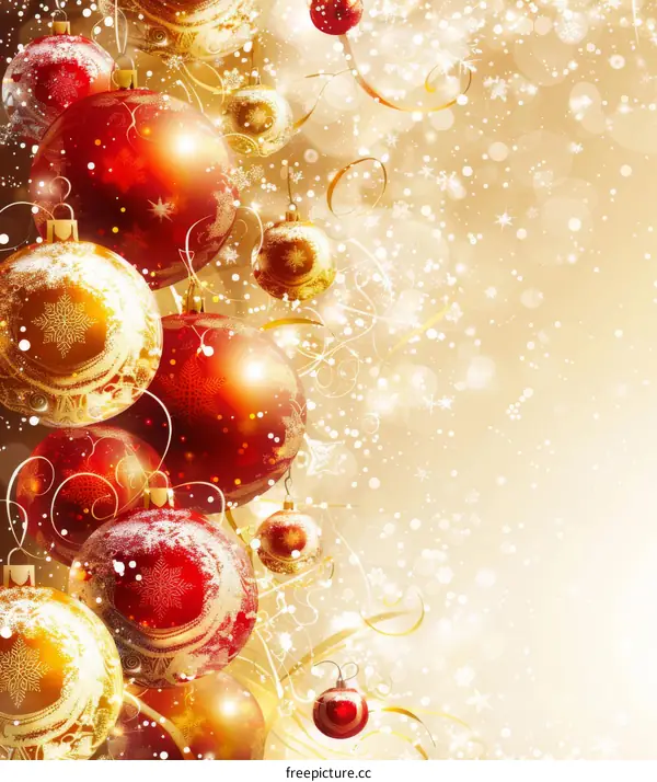 Christmas background with red and gold balls