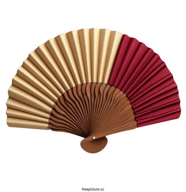 [Transparent Background PNG]Elegant Two-Tone Paper Fan Illustration