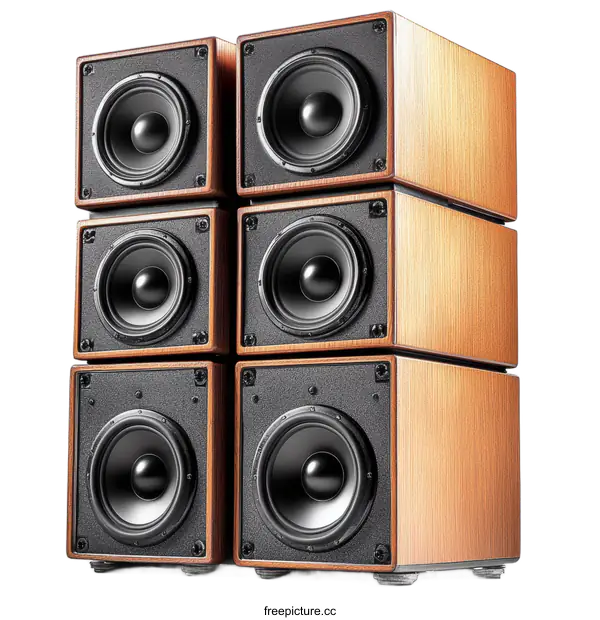 [Transparent Background PNG]Stacked Wooden Speaker System Design