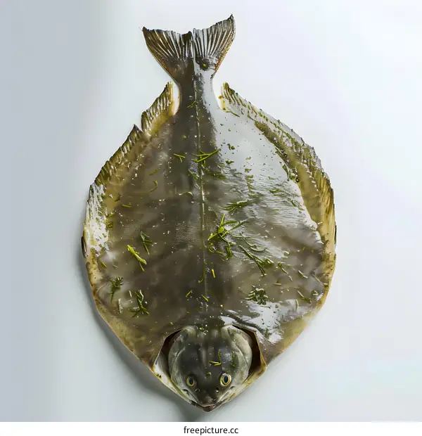 Fresh Flounder Fish on White Background